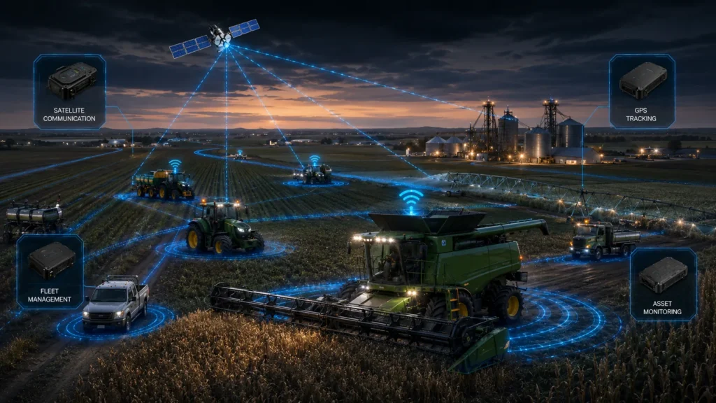 Pacific IoT en agro gestion de maquinaria agricola tractores cosechadoras satelite