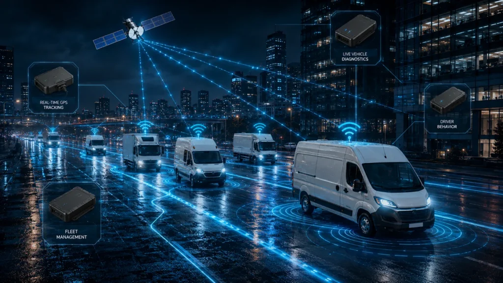 Pacific IoT gestion de flota logistica urbana ultima milla vans Mercedes con tracking