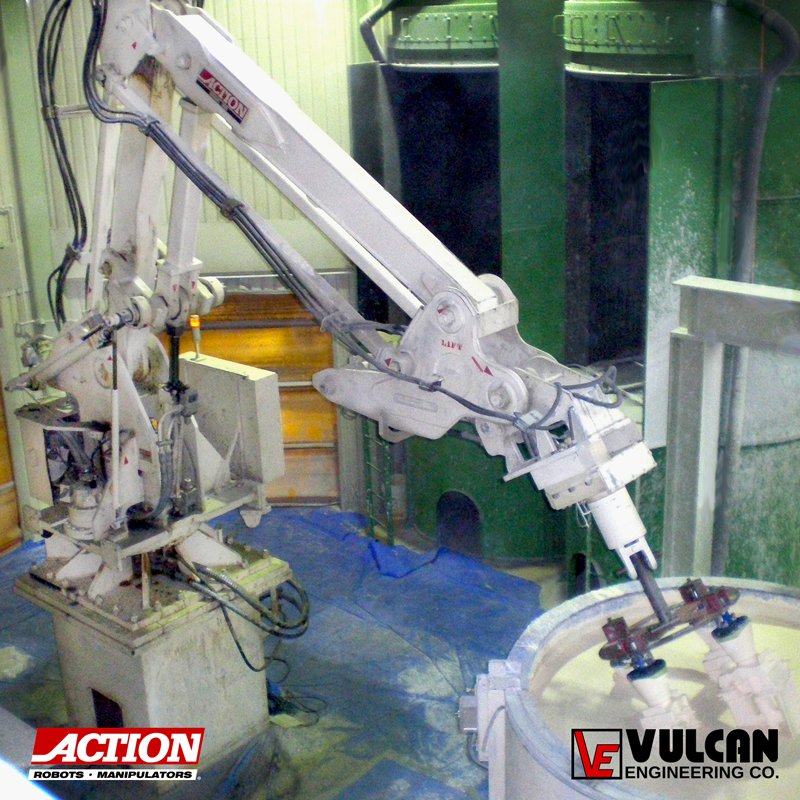 Robot de manejo de materiales Action de Vulcan Engineering operando en fundición